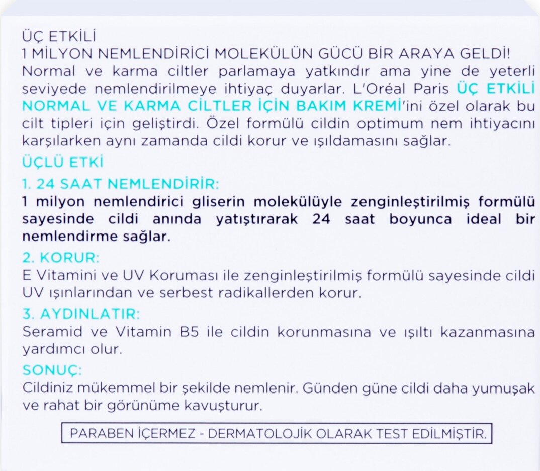 L'Oréal Paris 3 Etkili Günlük Bakım Kremi Normal Ve Karma Ciltler 50ml - 5