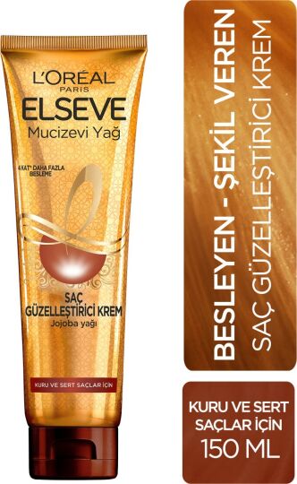 L'Oréal Paris Elseve Mucizevi Yağ Saç Güzelleştirici Krem 150 ml - Kuru ve Sert Saçlar - 1
