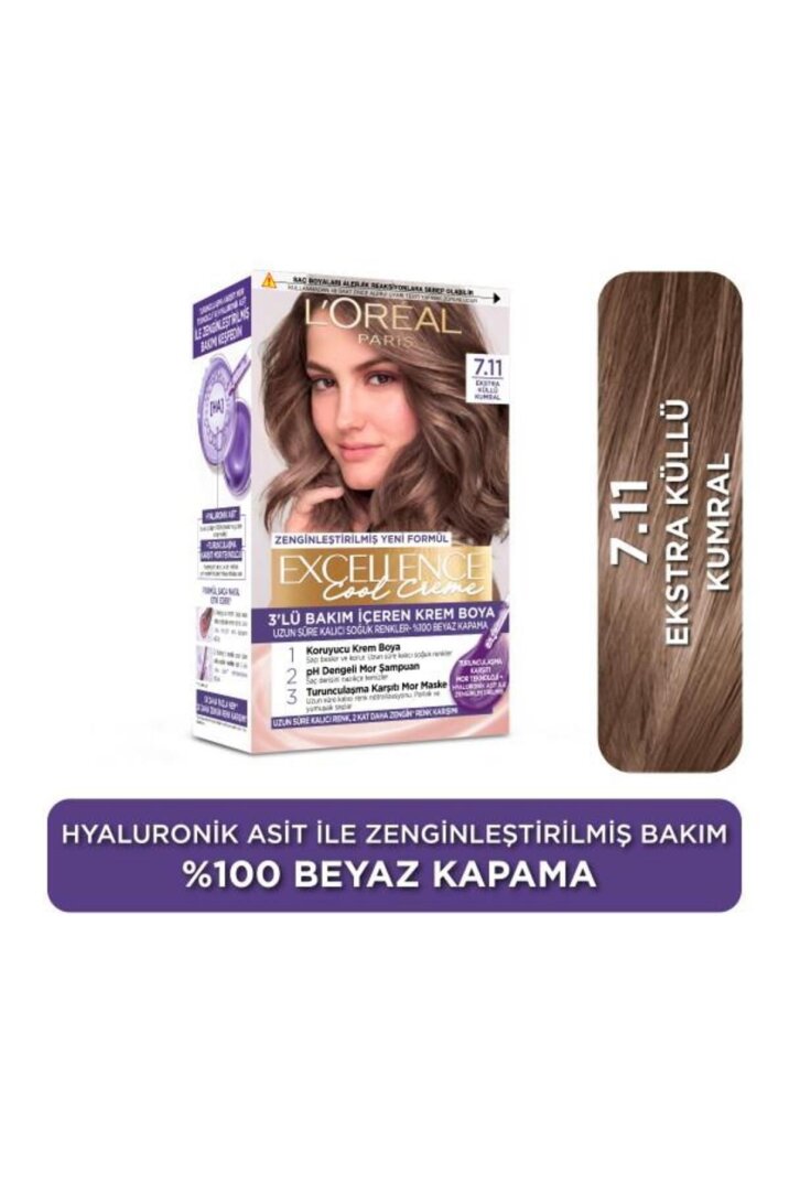 L'Oréal Paris Excellence Cool Creme 7.11 Ekstra Küllü Kumral Saç Boyası - 1