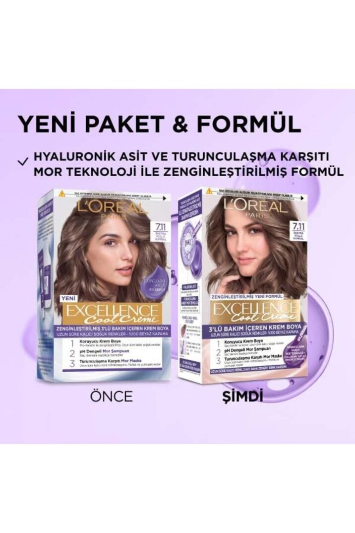 L'Oréal Paris Excellence Cool Creme 7.11 Ekstra Küllü Kumral Saç Boyası - 2