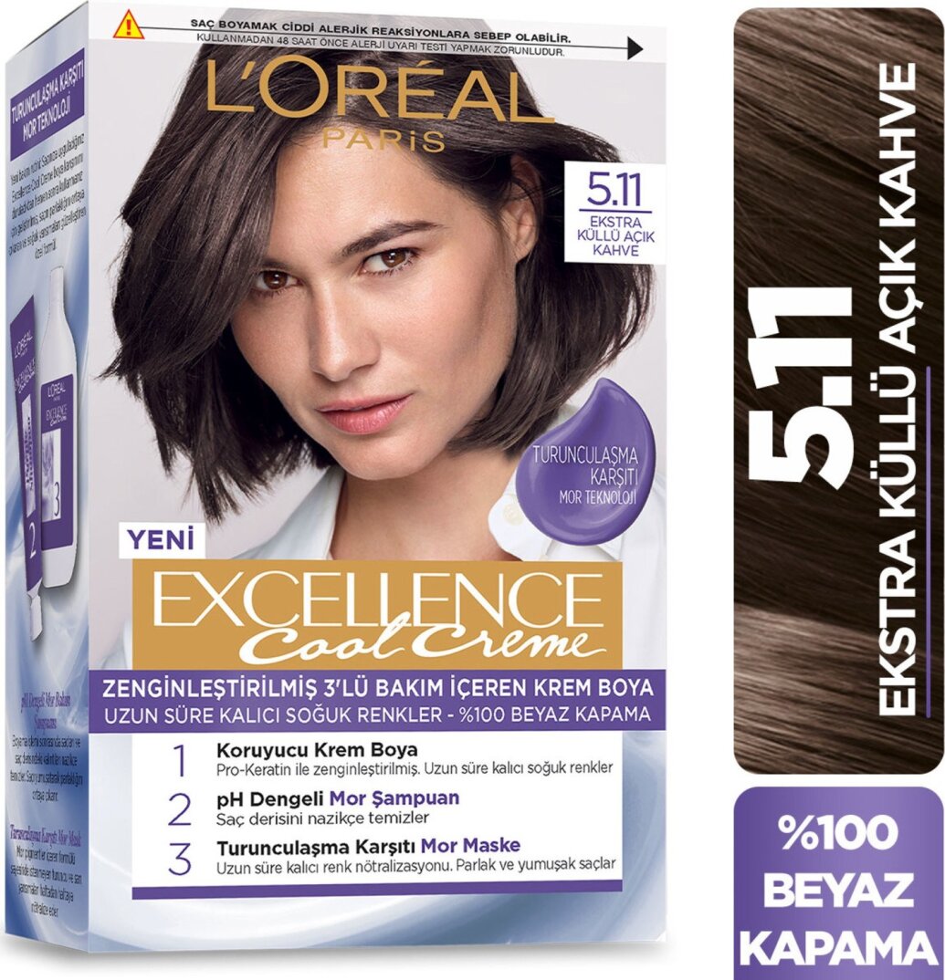 L’Oréal Paris Excellence Cool Creme Saç Boyası – 5.11 Ekstra Küllü Açık Kahve - 1