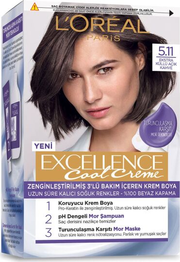 L’Oréal Paris Excellence Cool Creme Saç Boyası – 5.11 Ekstra Küllü Açık Kahve - 2