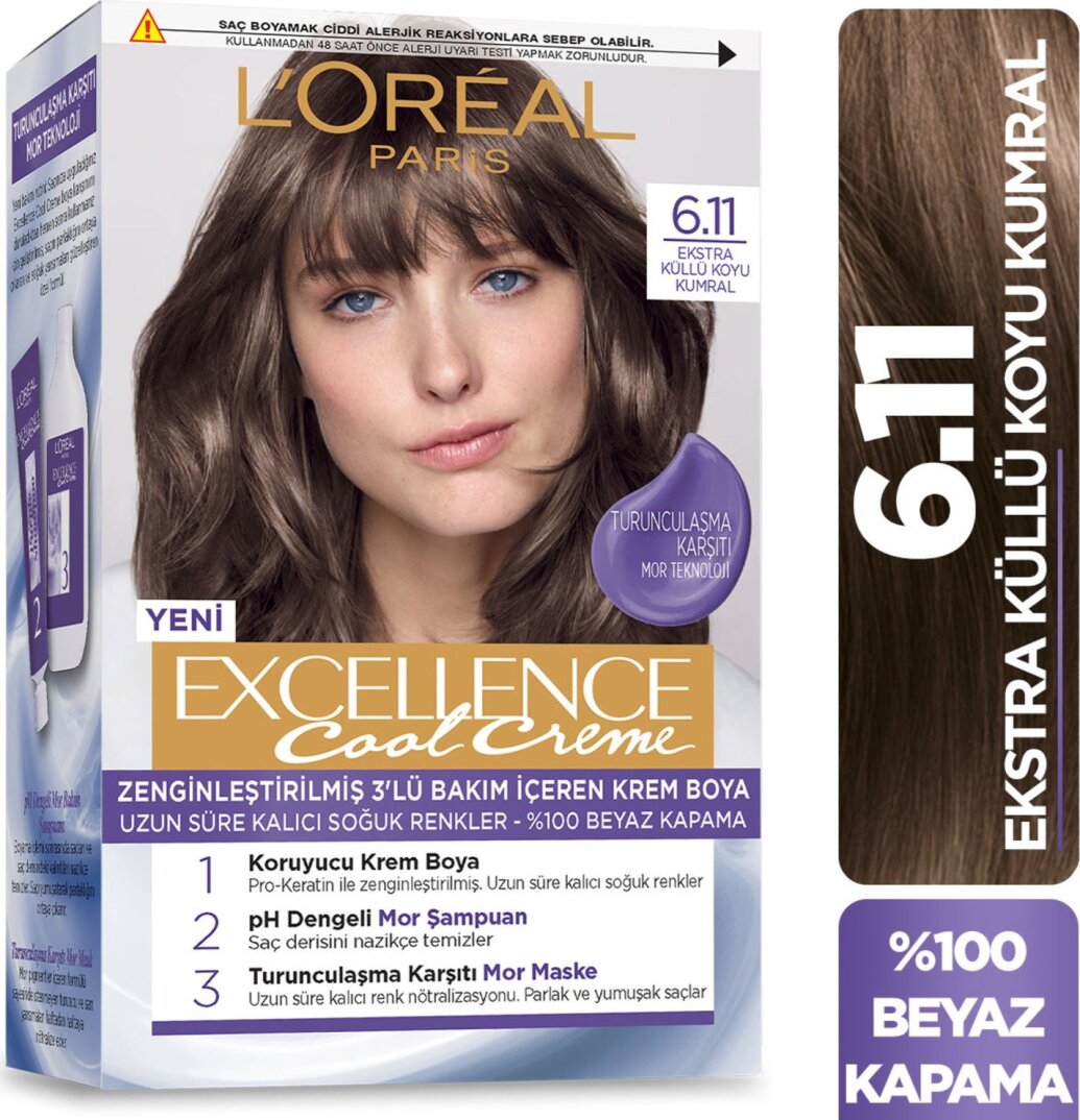 L’Oréal Paris Excellence Cool Creme Saç Boyası – 6.11 Ekstra Küllü Koyu Kumral - 1