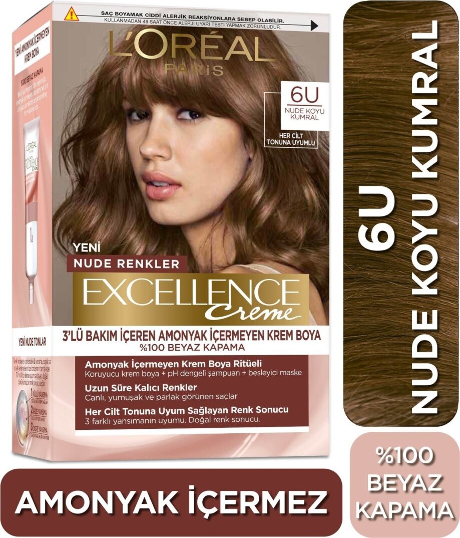 L’oréal Paris Excellence Creme Nude Renkler Saç Boyası – 6u Nude Koyu Kumral - 1