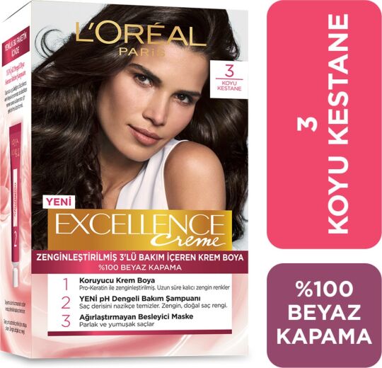 L'Oréal Paris Excellence Creme Saç Boyası 3 Koyu Kestane