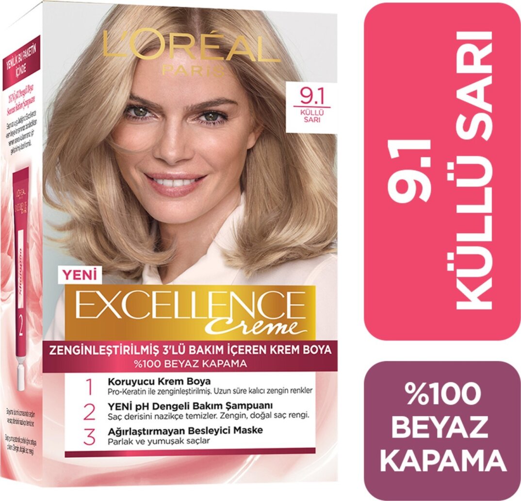 L'Oréal Paris Excellence Creme Saç Boyası 9.1 Sarı Küllü - 1
