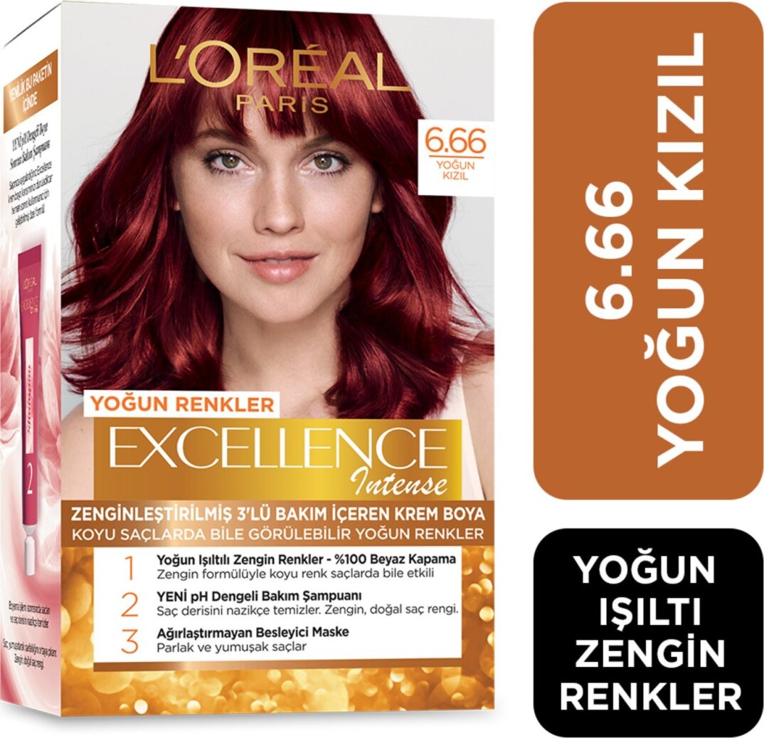 L'Oréal Paris Excellence Intense Saç Boyası 6.66 Yoğun Kızıl - 1