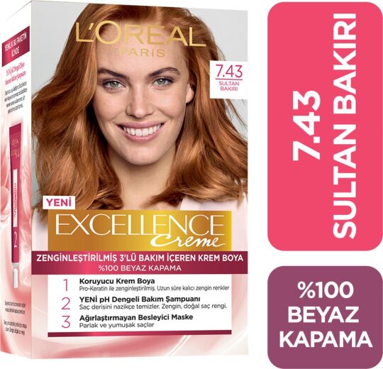 L'Oréal Paris Excellence Intense Saç Boyası 7.43 Sultan Bakırı