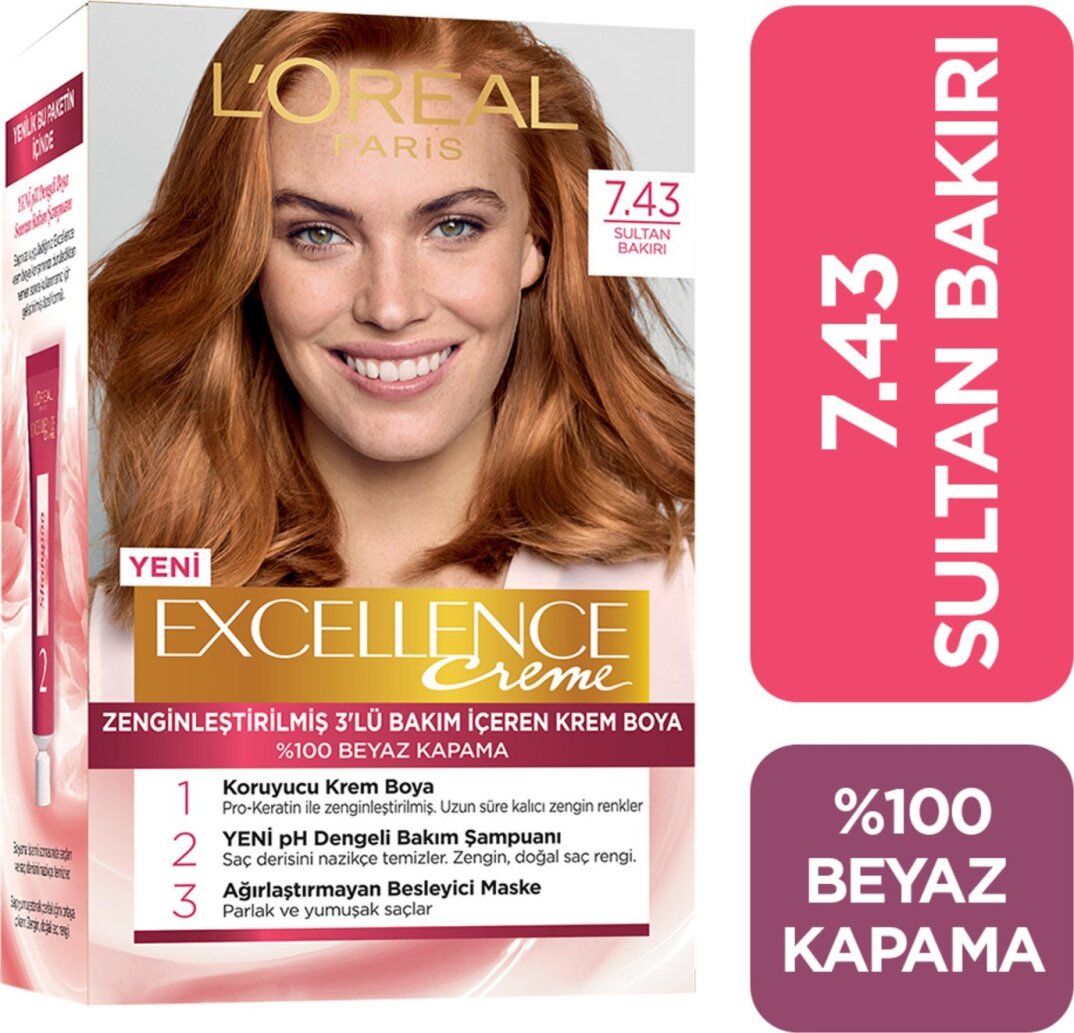 L'Oréal Paris Excellence Intense Saç Boyası 7.43 Sultan Bakırı - 1