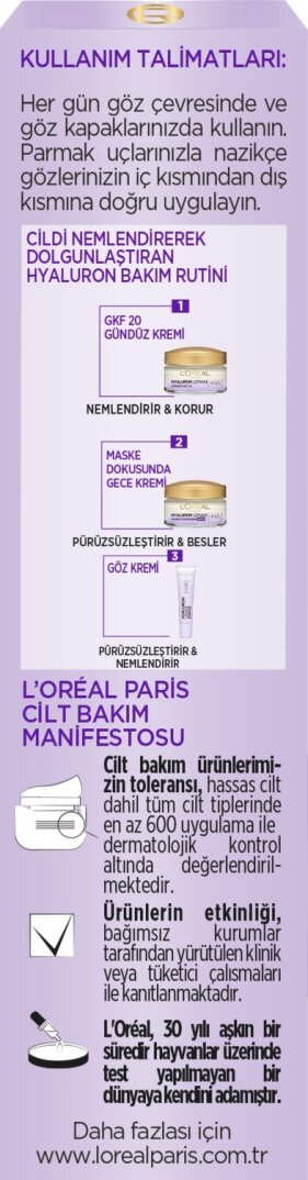 L'oréal Paris Hyaluron Uzmanı Cilt Dolgunlaştıran Nemlendirici Göz Kremi 15ML - 5