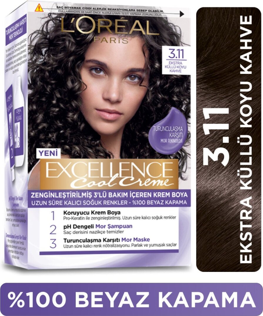 L'Oréal Paris L’oréal Paris Excellence Cool Creme Saç Boyası – 3.11 Ekstra Küllü Koyu Kahve - 1