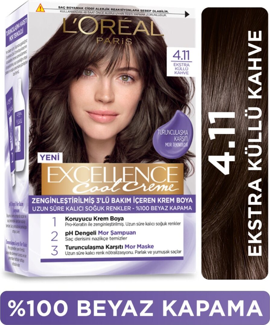 L'Oréal Paris L’oréal Paris Excellence Cool Creme Saç Boyası – 4.11 Ekstra Küllü Kahve - 1