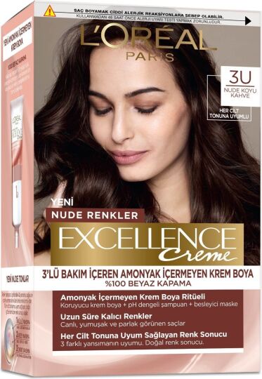 L'Oréal Paris L’oréal Paris Excellence Creme Nude Renkler Saç Boyası – 3u Nude Koyu Kahve - 2
