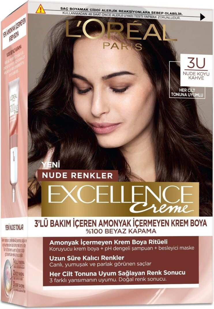 L'Oréal Paris L’oréal Paris Excellence Creme Nude Renkler Saç Boyası – 3u Nude Koyu Kahve - 2