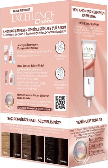 L'Oréal Paris L’oréal Paris Excellence Creme Nude Renkler Saç Boyası – 3u Nude Koyu Kahve - 4