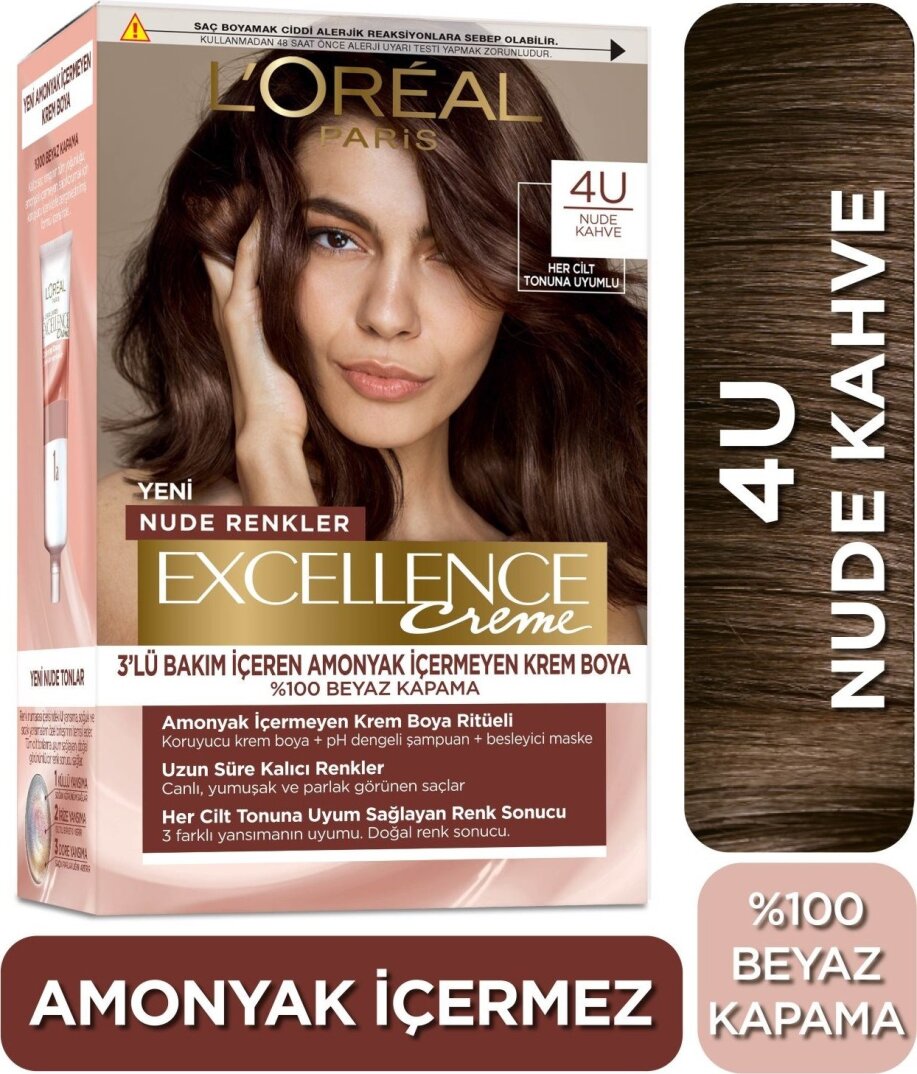 L'Oréal Paris L’oréal Paris Excellence Creme Nude Renkler Saç Boyası – 4u Nude Kahve - 1