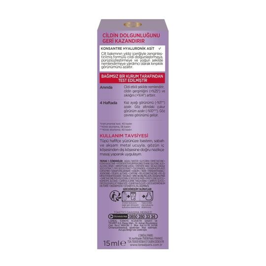 L'Oréal Paris Revitalift Filler Dolgunlaştırıcı Yaşlanma Karşıtı Göz Bakım Kremi - Hyaluronik Asit (15 ml) - 4
