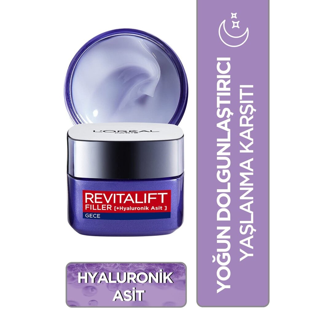 L'Oréal Paris Revitalift Filler Yoğun Dolgunlaştırıcı Yaşlanma Karşıtı Gece Kremi Hyaluronik Asit - 1