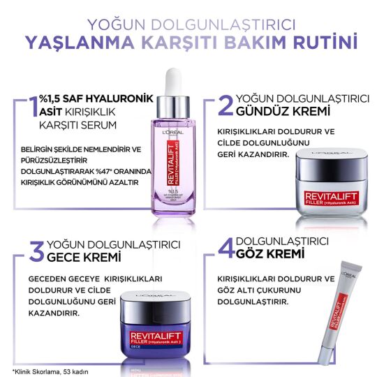 L'Oréal Paris Revitalift Filler Yoğun Dolgunlaştırıcı Yaşlanma Karşıtı Gece Kremi Hyaluronik Asit - 7
