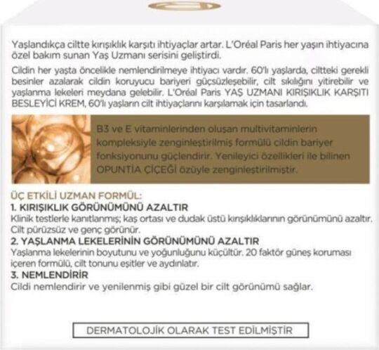 L’Oréal Paris Yaş Uzmanı 65+ Kırışıklık Karşıtı Besleyici Krem 50 ml - 4