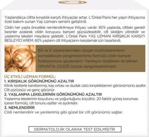 L’Oréal Paris Yaş Uzmanı 65+ Kırışıklık Karşıtı Besleyici Krem 50 ml - 4