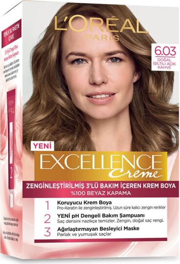 Loreal Paris Excellence Creme 6.03 Doğal Işıltılı Açık Kahve Saç Boyası