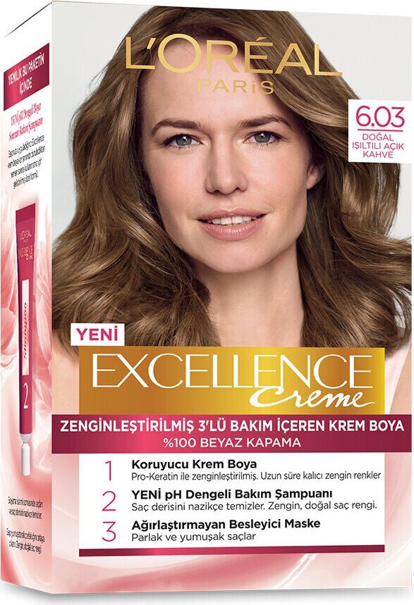 Loreal Paris Excellence Creme 6.03 Doğal Işıltılı Açık Kahve Saç Boyası - 1