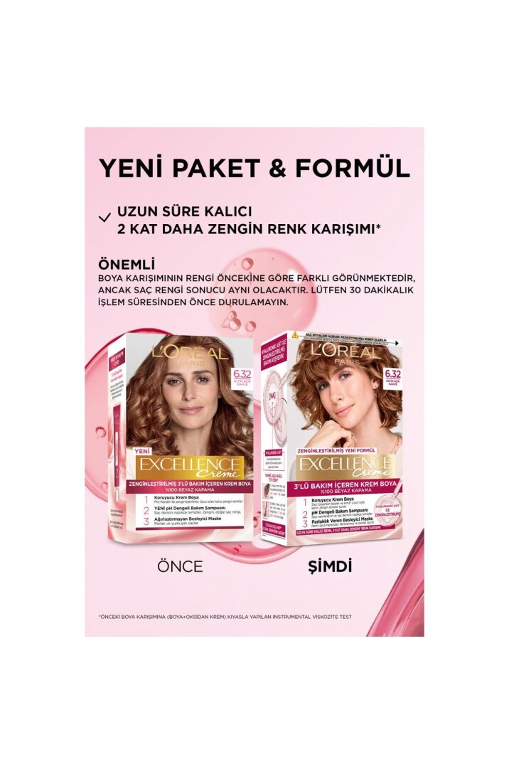 Loreal Paris Excellence Creme Saç Boyası 6.32 Altın Açık Kahve - 3