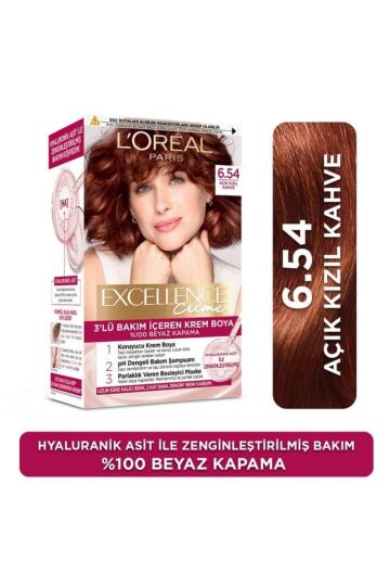 L'Oreal Paris Excellence Creme Saç Boyası 6.54 Açık Kızıl Kahve