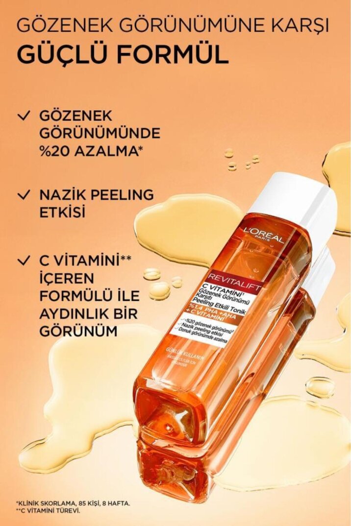 L'Oreal Paris Revitalift C Vitamini Gözenek Görünümü Karşıtı Peeling Etkili Tonik 180ML - 5