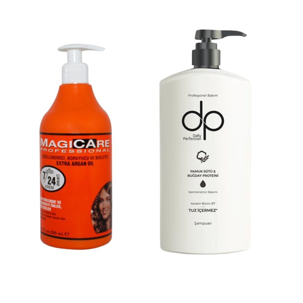 Magicare 7/24 Şekillendirici Koruyucu ve Besleyici Dalgalı Saçlar Saç Kremi 500 ml+DP Pamuk Sütü Buğ - 1