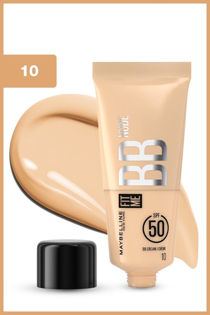 Maybelline New York Fit Me 10 No Nude Cilt Bakımı Etkili Nemlendirici Spf50 Bb Krem - Soğuk Açık Ton - 2
