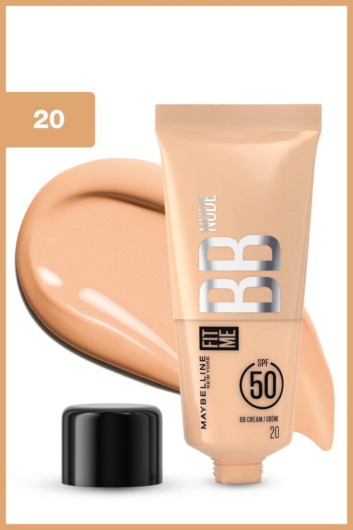 Maybelline New York Fit Me 20 No Nude Cilt Bakımı Etkili Nemlendirici Spf50 Bb Krem - Sıcak Açık Ton - 2