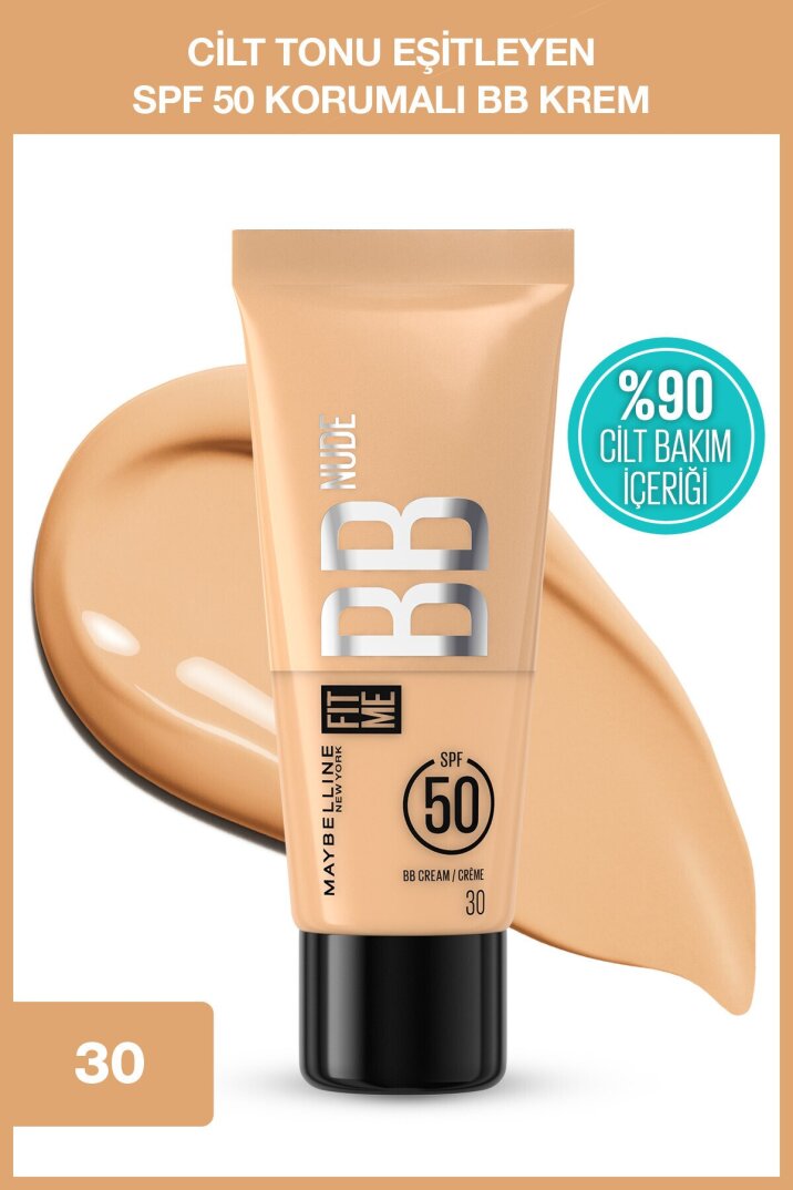 Maybelline New York Fit Me 30 No Nude Cilt Bakımı Etkili Nemlendirici Spf50 Bb Krem - Nötr Açık Ton - 1