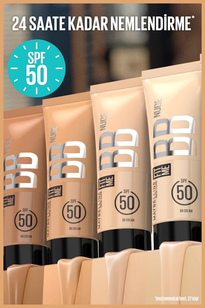 Maybelline New York No 40 Fit Me Nude Cilt Bakımı Etkili Nemlendirici Spf50 Bb Krem - Sıcak Orta Ton - 5