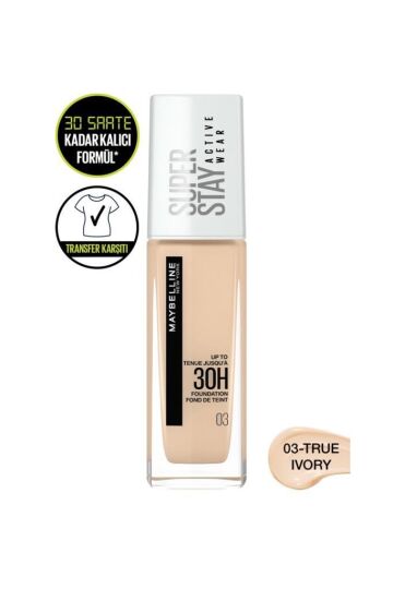 Maybelline New York Super Stay Active Wear 30H Fondöten 03 True Ivory