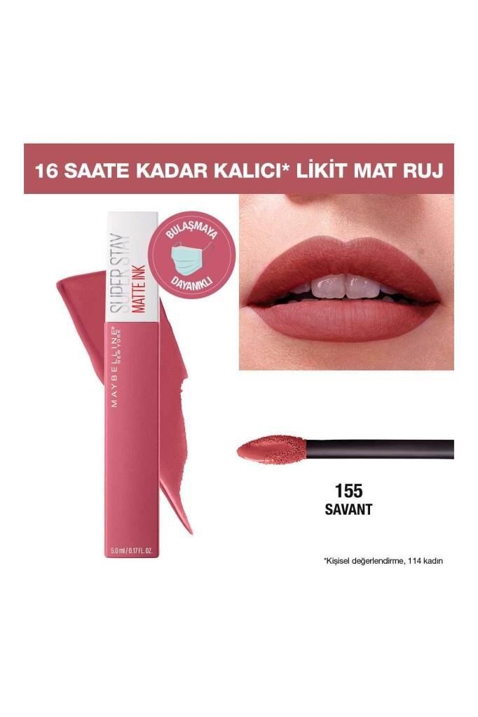Maybelline New York Süper Stay Matte Ink Likit Mat Ruj 155 Sava 5 ML - 5
