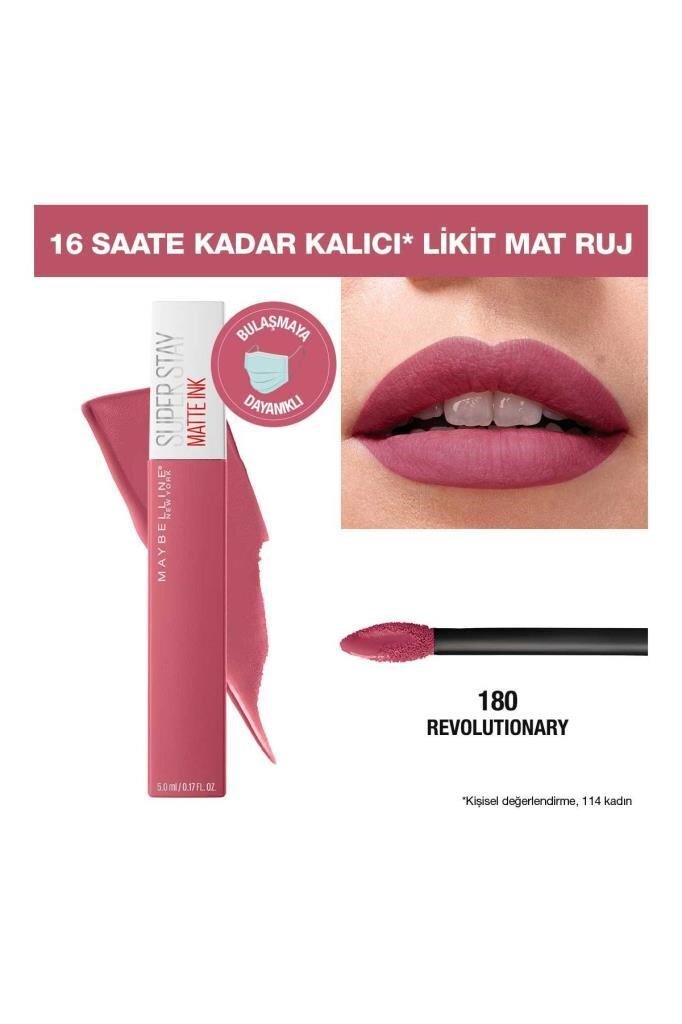 Maybelline New York Süper Stay Matte Ink Likit Mat Ruj 180 Revolutionary 5 ML - 6