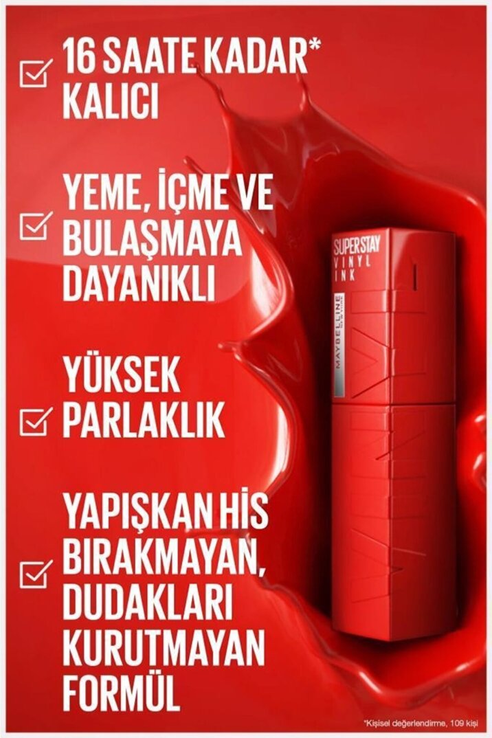 Maybelline New York Super Stay Vinyl Ink Kalıcı Likit Parlak Ruj 10 Lippy - 4