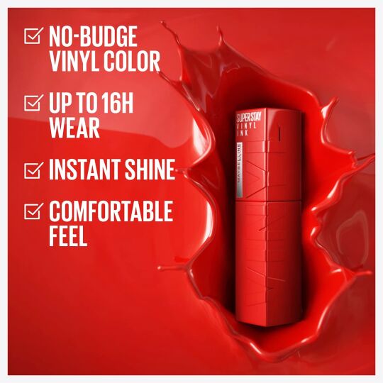 Maybelline New York Super Stay Vinyl Ink Uzun Süre Kalıcı Likit Parlak Ruj 35 Cheeky - 5