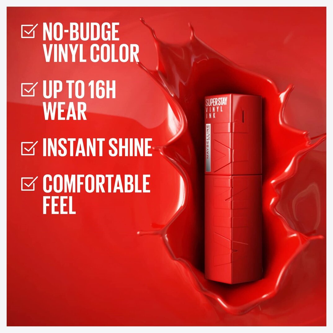 Maybelline New York Super Stay Vinyl Ink Uzun Süre Kalıcı Likit Parlak Ruj 35 Cheeky - 5