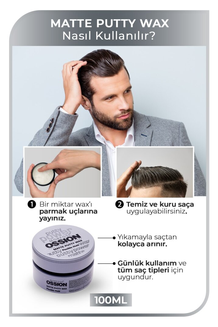 Morfose Ossion Flexible Hold Putty Kremsi Mat Wax 100 ml - 3