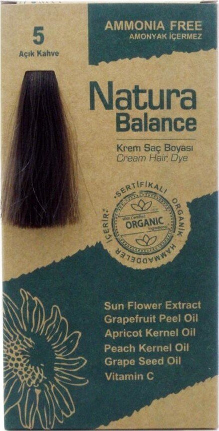 Natura Balance Organik Krem Saç Boyası 5 Açık Kahve 60 ml - 1
