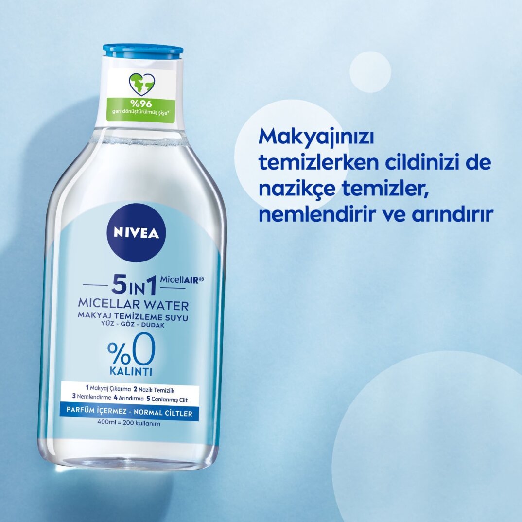 NIVEA 5IN1 Micellar Makyaj Temizleme Suyu Canlandırıcı, Normal Ciltler 400ml,Yüz Temizleyici, Etkili - 3
