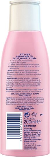 NIVEA Aqua Rose Organik Gül Suyu İçeren Nemlendirici Tonik (200ml), Tüm cilt tipleri için, Gözenek A - 2