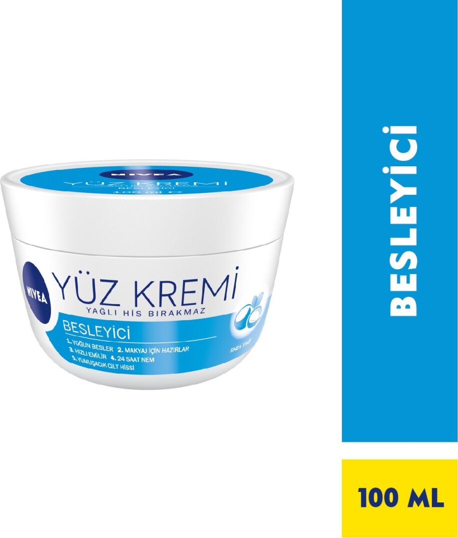 Nivea Besleyici Yüz Kremi 100ml, Makyaj Bazı, 24 Saat Nemlendirici , Hızlı Emilen Yüz Bakım Kremi - 1