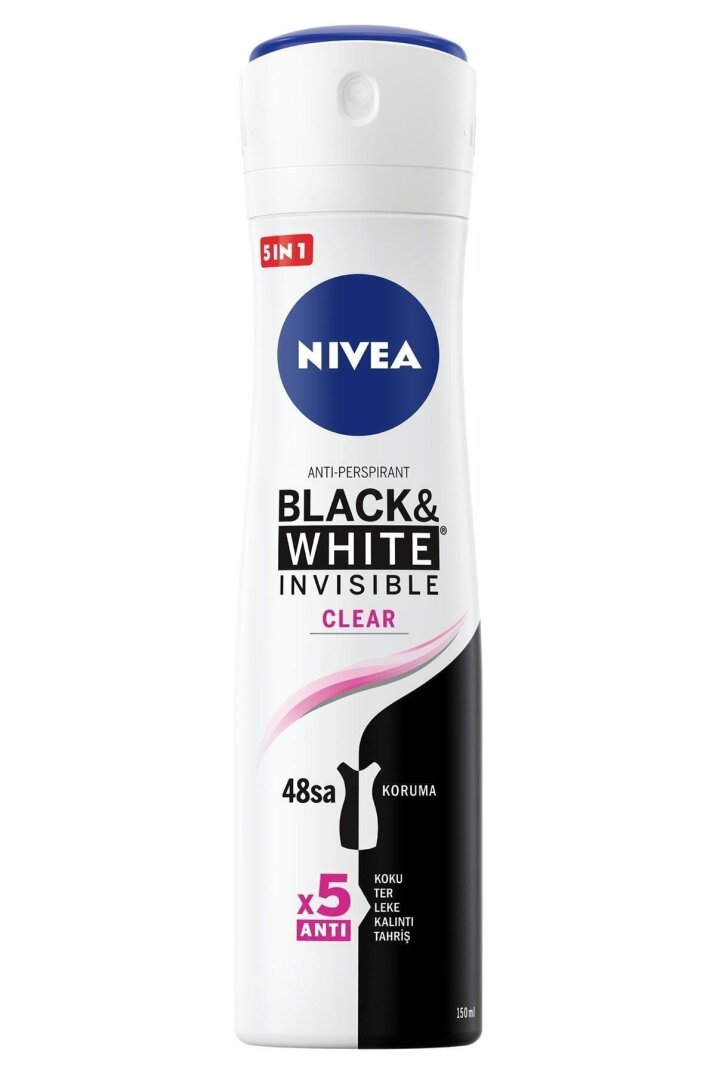 Nivea Black&White Invisible Clear Kadın Deodorant Sprey 150 ML - 1