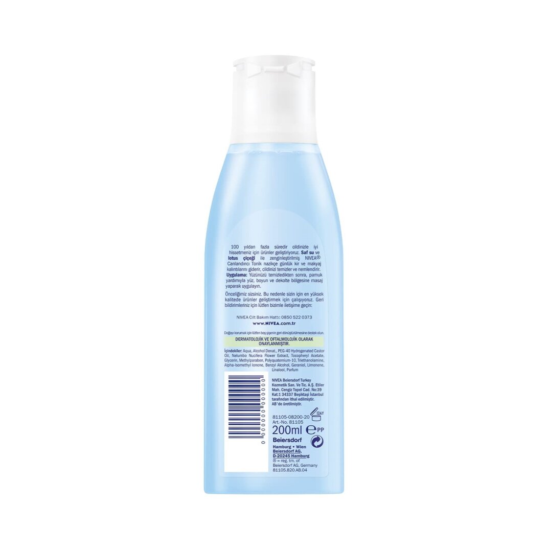 NIVEA Canlandırıcı Tonik 200 ml, Normal Ciltler, Yüz Temizleme, Saf Su ve Lotus Çiçeği - 3