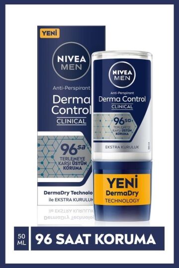 Nıvea Derma Control Clinical Erkek Roll-On 50 Ml,96 Saat Üstün Koruma,ekstra Kuruluk,anti-Perspirant