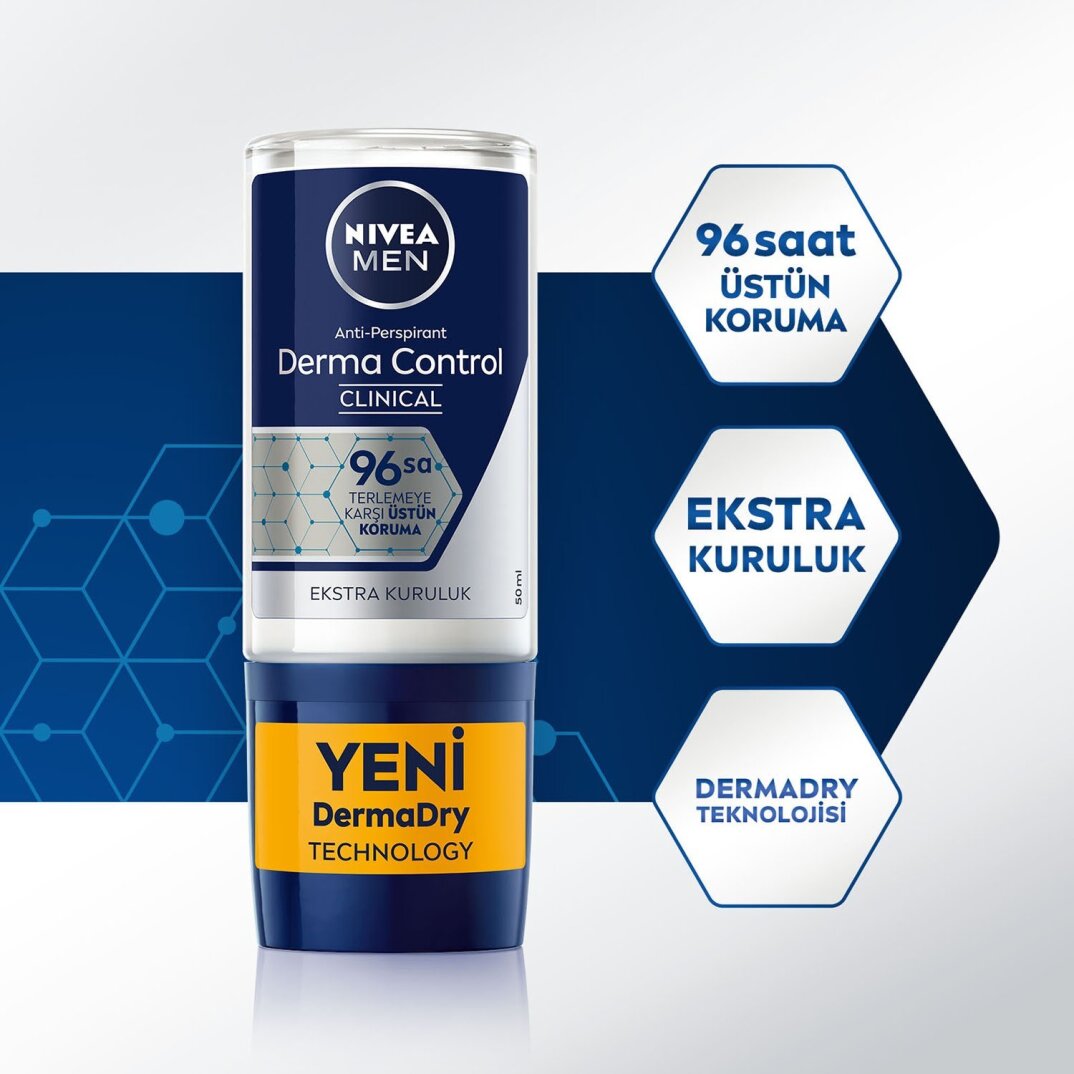 Nıvea Derma Control Clinical Erkek Roll-On 50 Ml,96 Saat Üstün Koruma,ekstra Kuruluk,anti-Perspirant - 2
